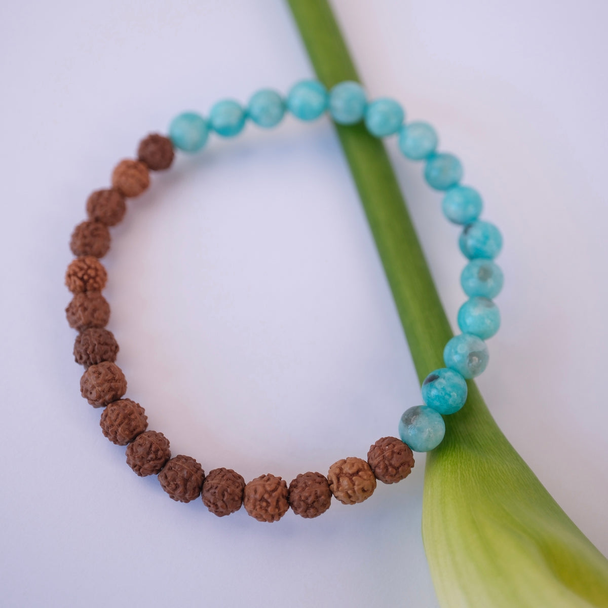 YAMUNOTRI Divine Emergence bracelet for Men | Amazonite & Rudraksha