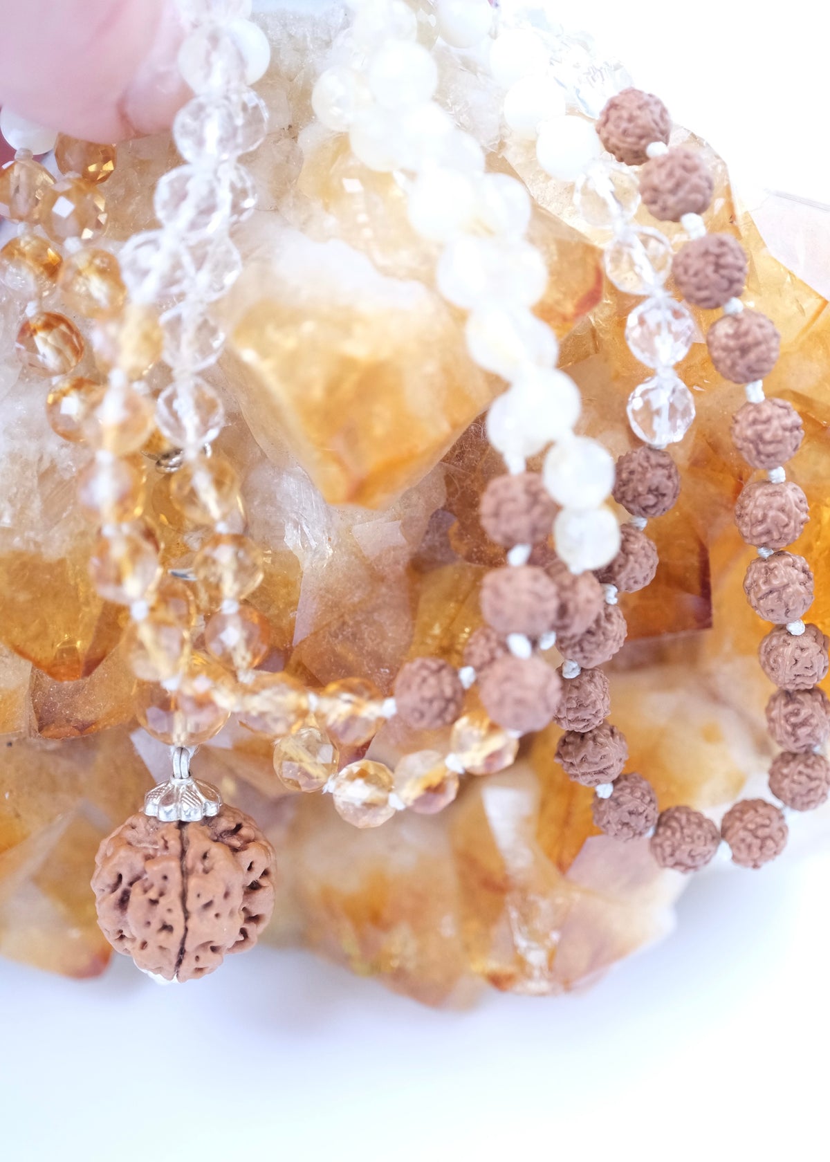 PRAJNA Saraswati Wisdom Mala for Harmony and Creativity | Nepal Rudraksha pendant