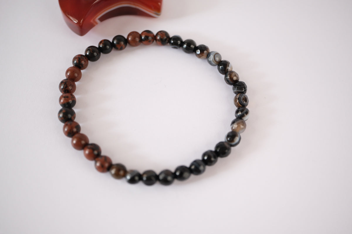 PURPOSE Mens Mala Bracelet | Mahogany Obsidian & Onyx