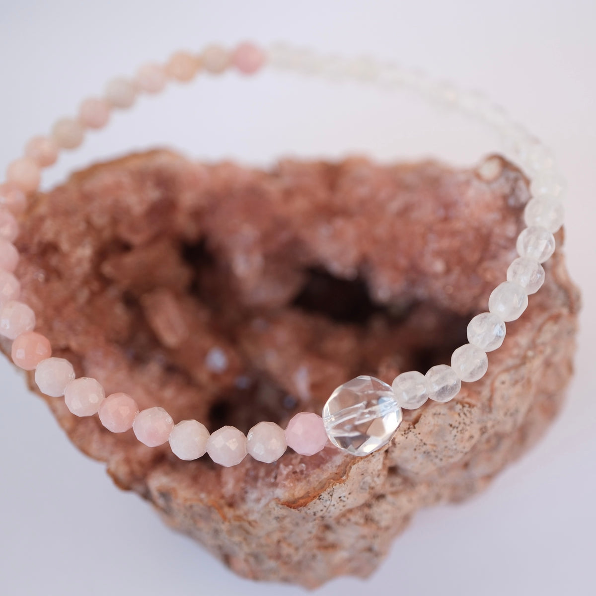 KARUNA KRIPA Loving Grace & self compassion | Pink Opal, Rose Quartz & Herkimer Quartz Bracelet