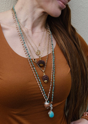 BUDH PRIYA 'The Mala of Mercury's Grace' Vedic Collection | Emerald, Persian Turquoise & Rudraksha