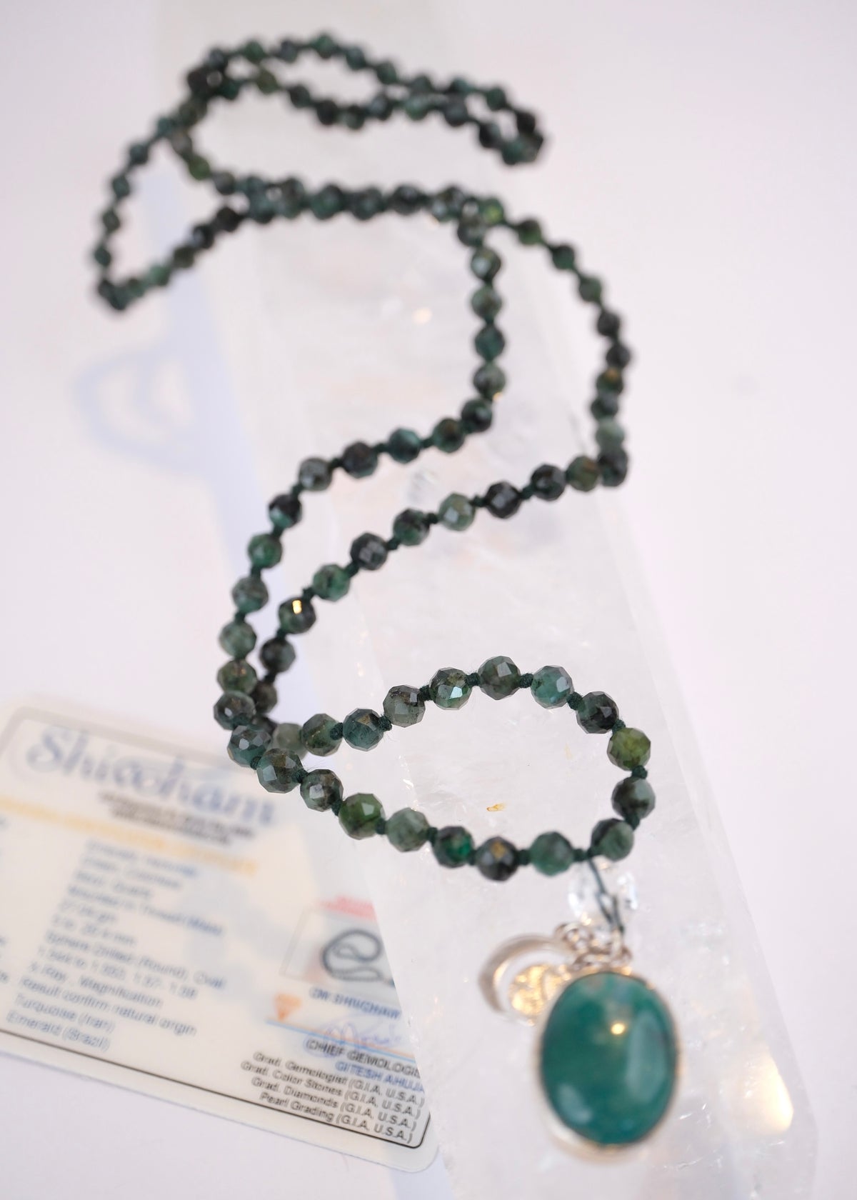 EKAANTA Mala | Finest Persian Turquoise Pendant and Emerald