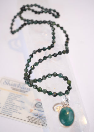 EKAANTA Mala | Finest Persian Turquoise Pendant and Emerald