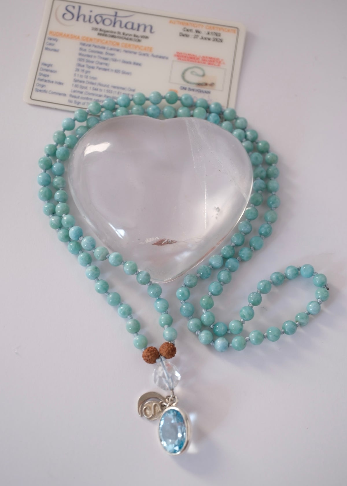 MANASAROVAR Many Treasures Mala | Larimar, Topaz