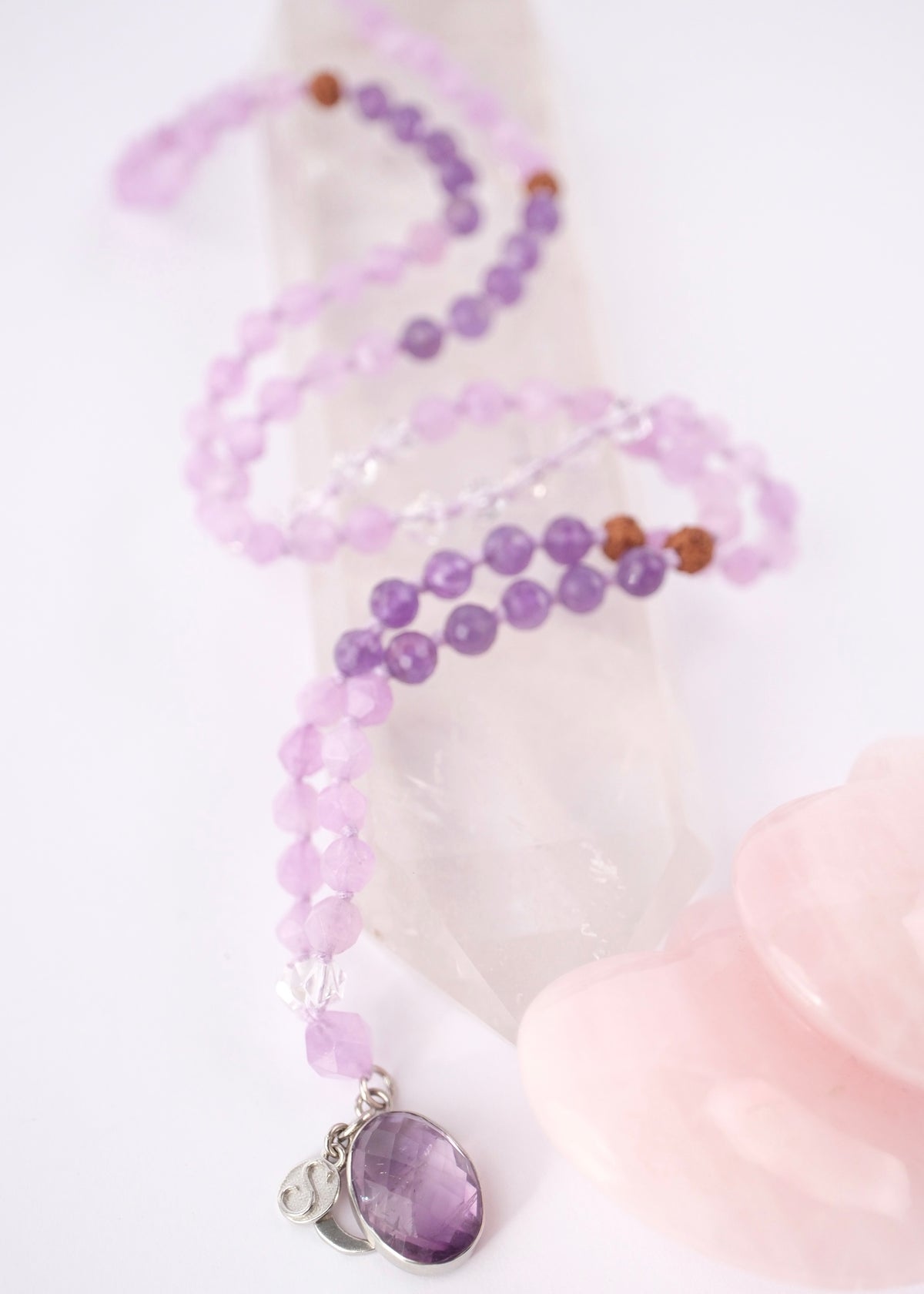 GODDESS of Light | Lavender Amethyst Herkimer Quartz Mala