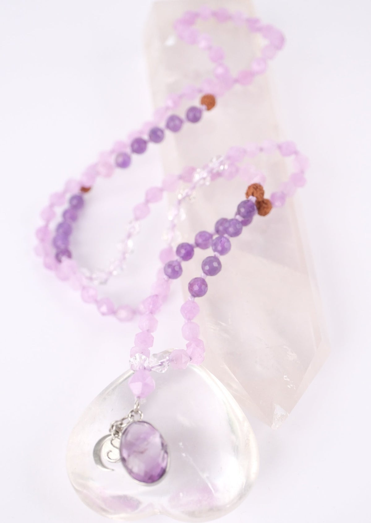 GODDESS of Light | Lavender Amethyst Herkimer Quartz Mala