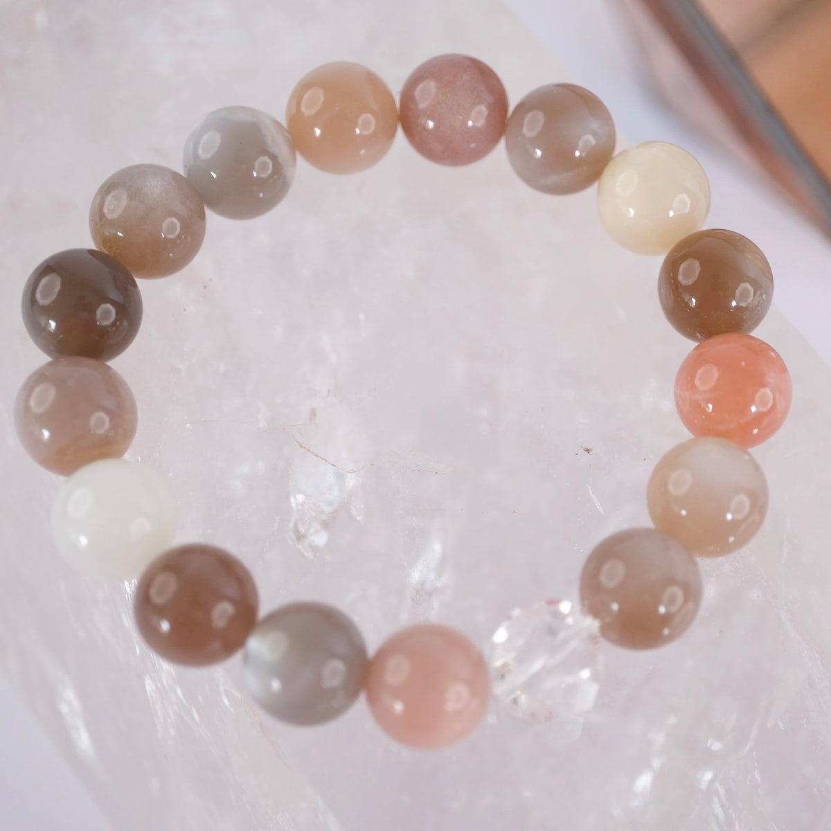 CHANDRA KALA Bracelet 'The Light of the Moon' | 12mm Moonstone with Herkimer
