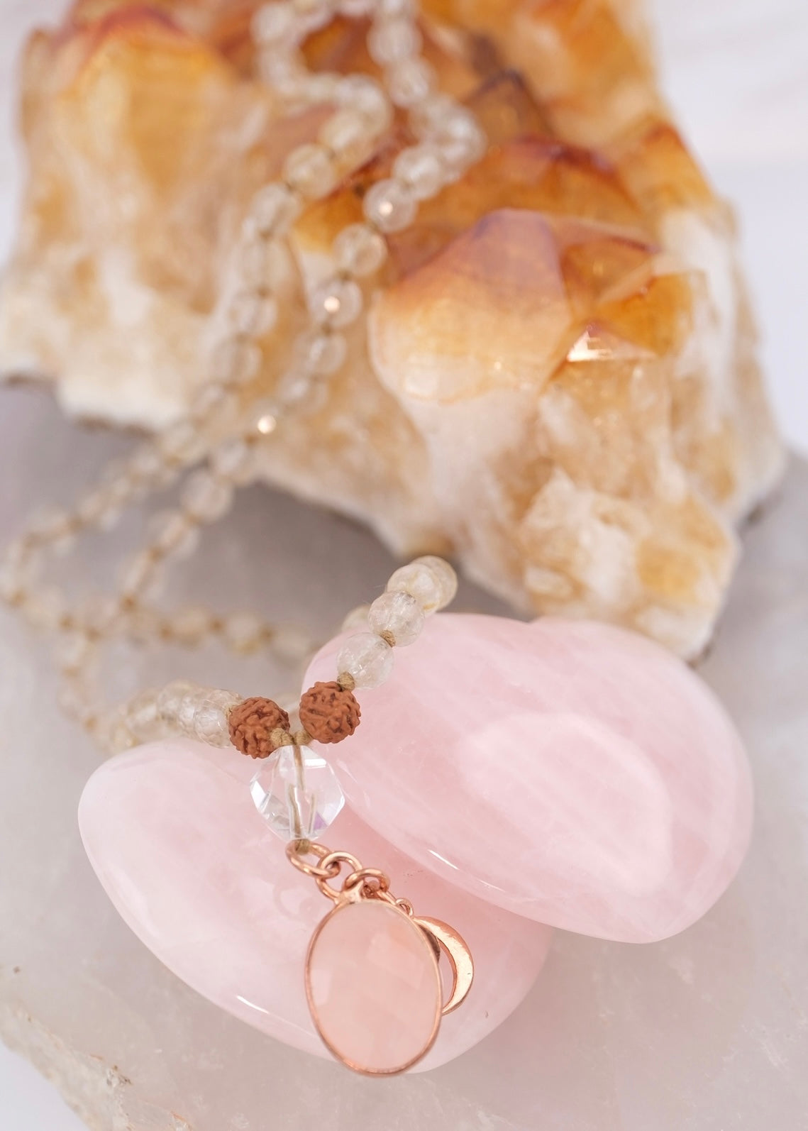 HARA Healing the Healers | Rose Quartz, Gold Rutile Quartz, Herkimer Diamond, Rudraksha