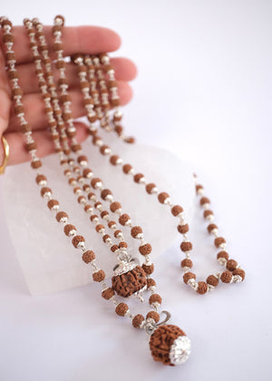 Sterling silver capped seven mukhi rudraksha