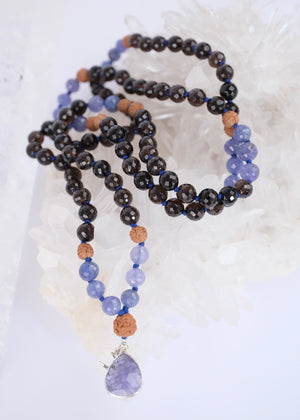 MAHADEV & the Third eye Mala | Tanzanite, Smoky Quartz & Rudraksha Mala