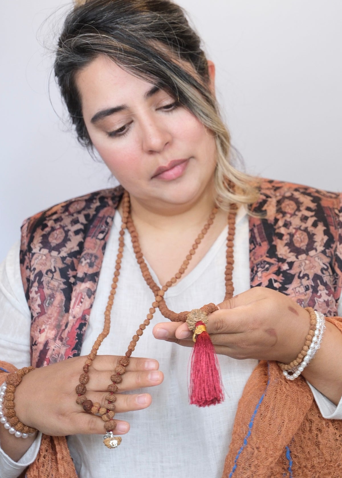 TEMPLE Collection: VISHNU Mala | Nepal 10 Mukhi Guru bead with 108 Indonesian 10 Mukhi Rudraksha