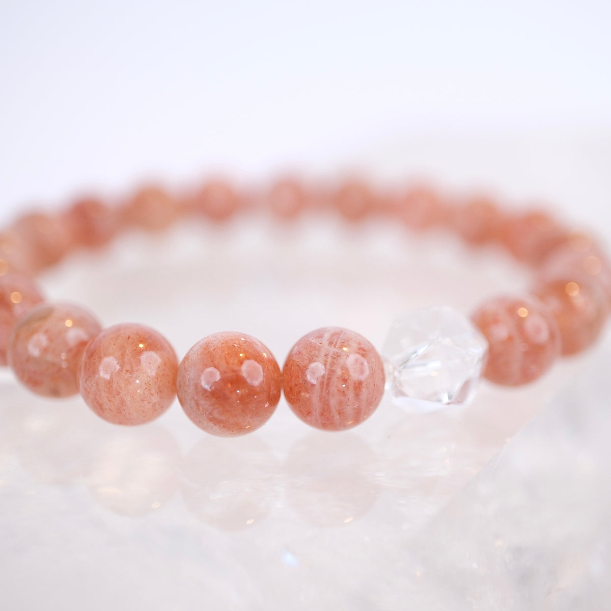 SURYA Blessings | 10mm Sunstone, Herkimer Quartz bracelet