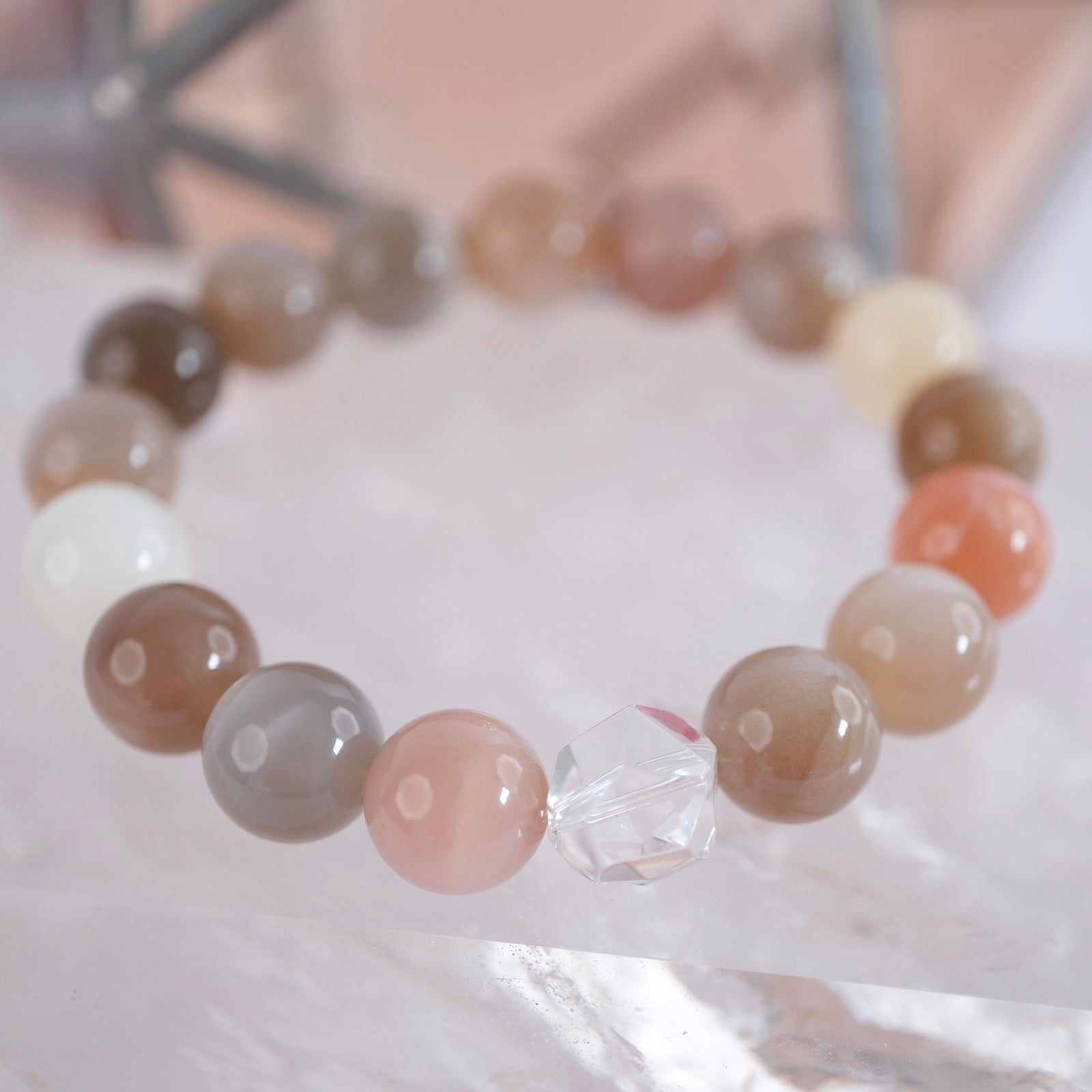 CHANDRA KALA Bracelet 'The Light of the Moon' | 12mm Moonstone with Herkimer