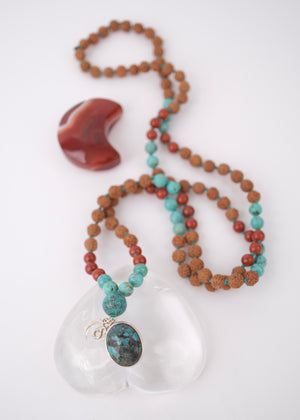 The TRIBAL Mala | Elders and Keepers of the Faith | Persian Turquoise, Red Jasper, Rudraksha