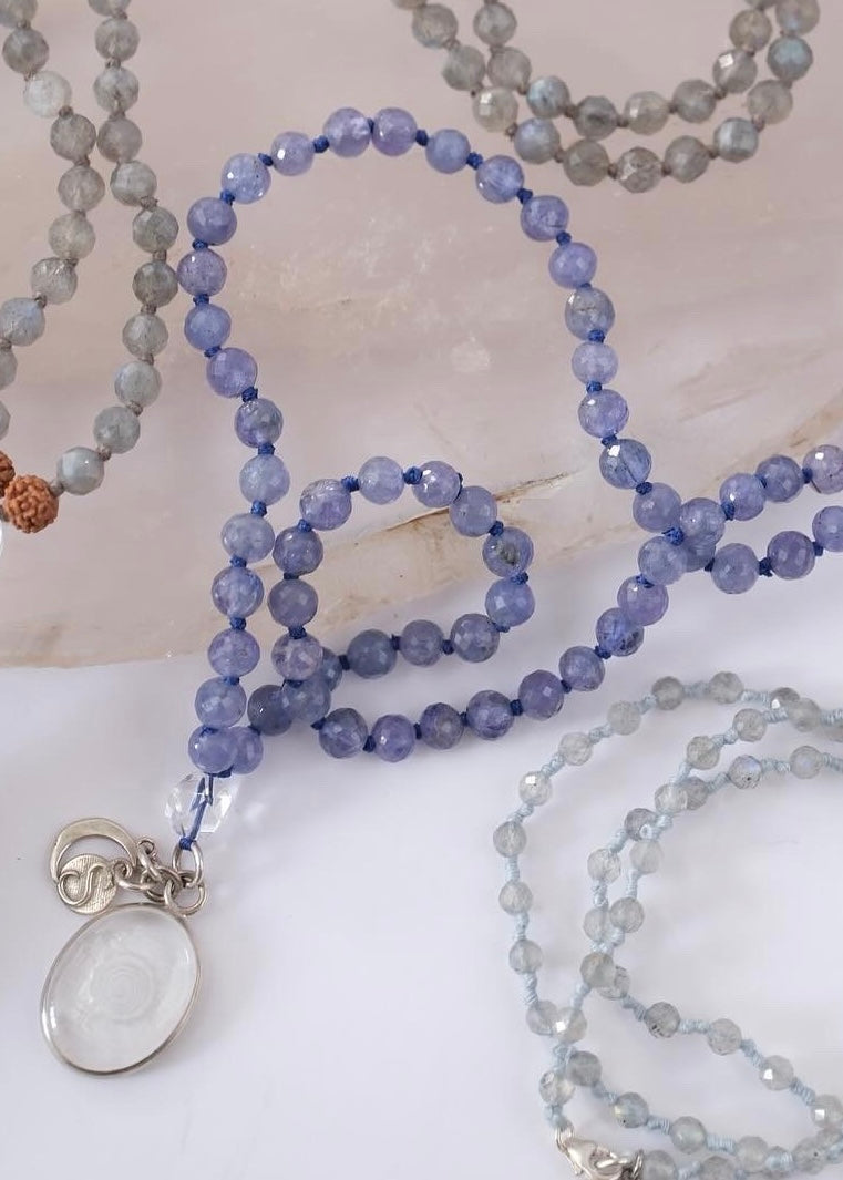 KASHI Awakened Mala | Tanzanite &amp; Himalayan Quartz | Shiva Consciousness