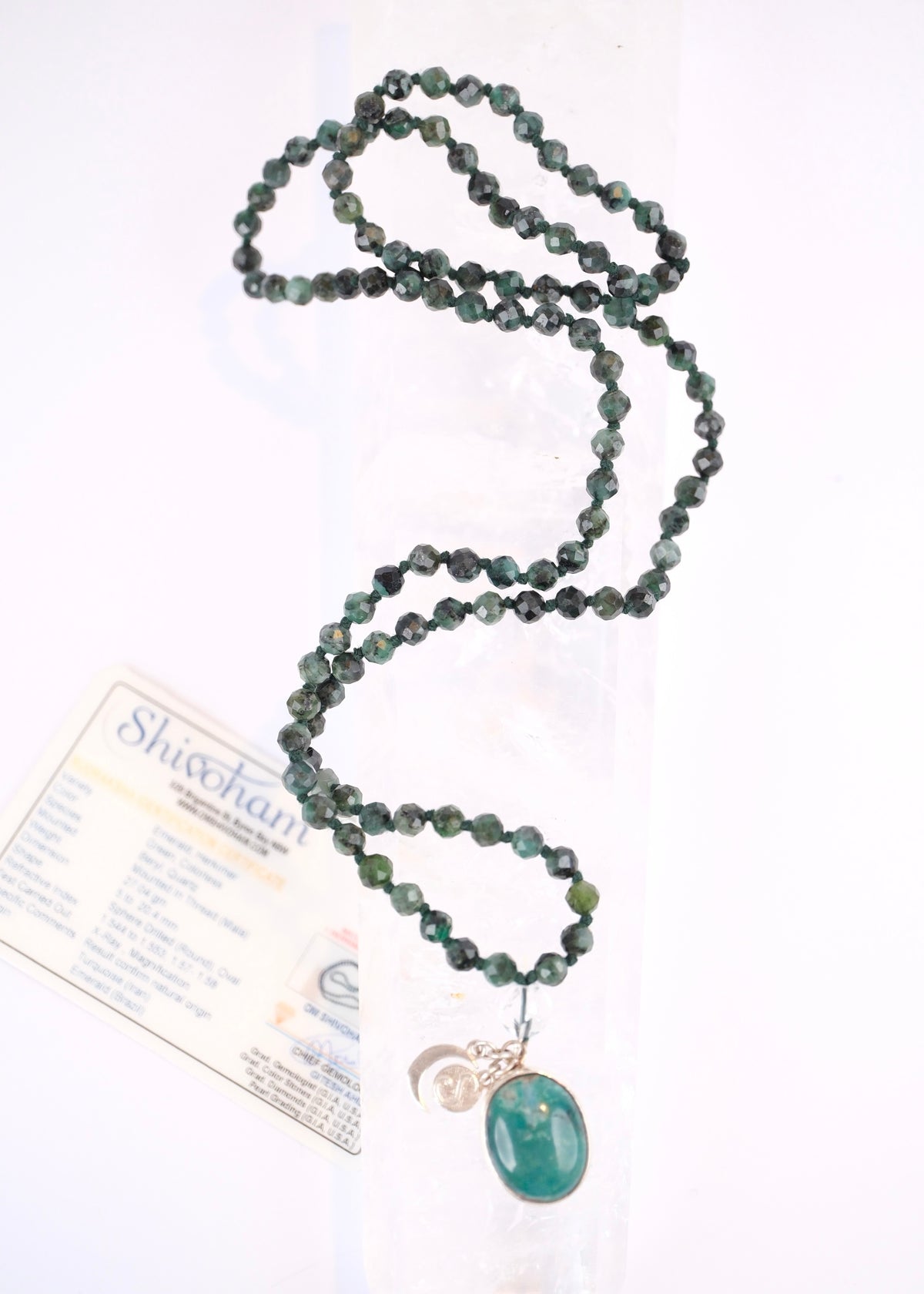 EKAANTA Mala | Finest Persian Turquoise Pendant and Emerald