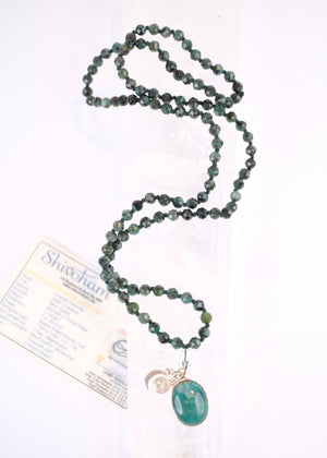 EKAANTA Mala | Finest Persian Turquoise Pendant and Emerald