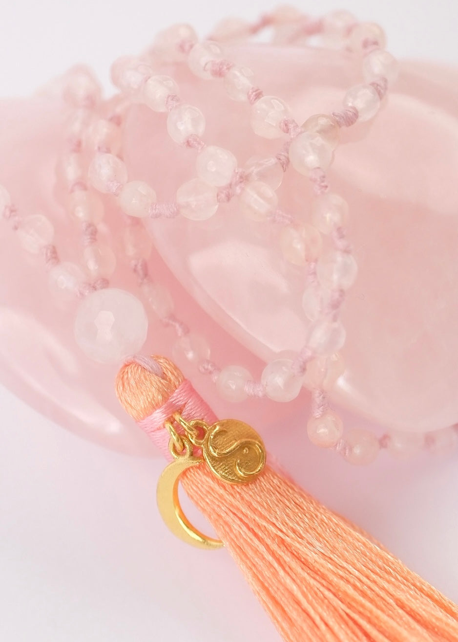 LOVING VIBRATIONS Mala | Finest Madagascan Pure Rose Quartz