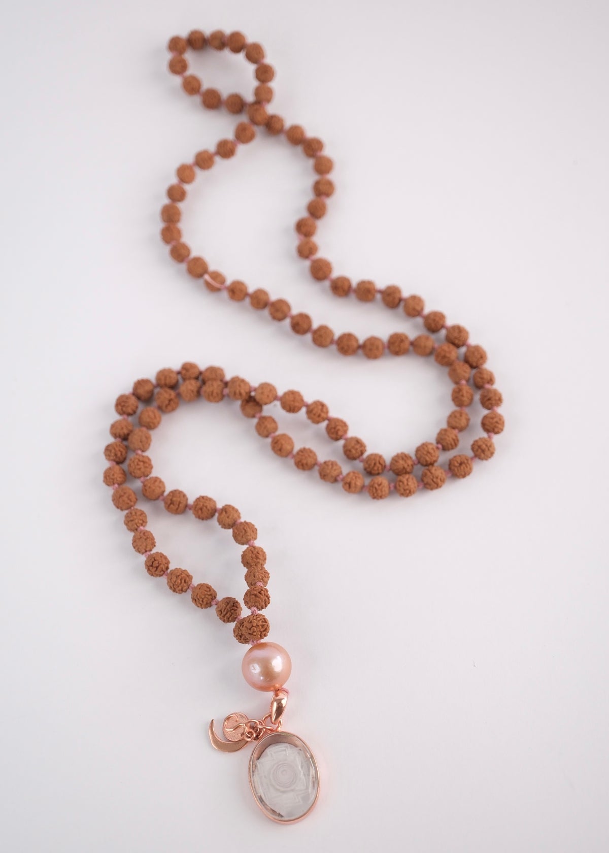 SRI VIDYA ‘Sacred Wisdom’ Mala | Sri Yantra, Pink Pearl, Rudraksha