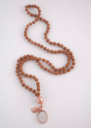 SRI VIDYA ‘Sacred Wisdom’ Mala | Sri Yantra, Pink Pearl, Rudraksha