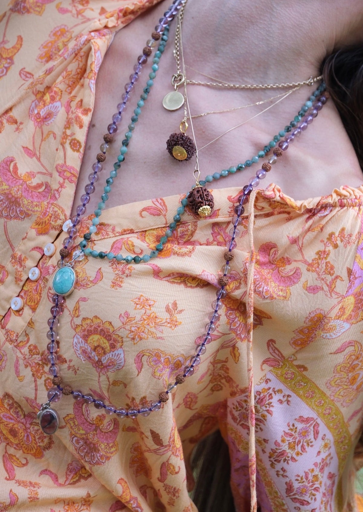 PRAKASH Pure Light Energy Mala | with Ametrine, Fluorite & Rudraksha