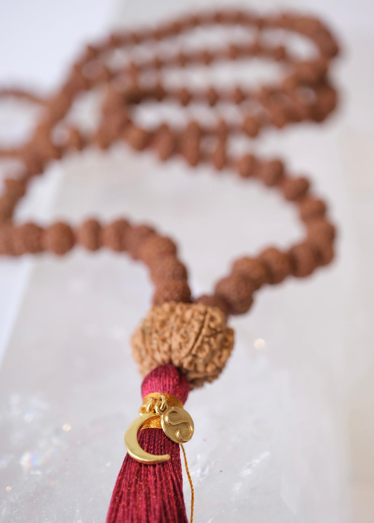 TEMPLE Collection: VISHNU Mala | Nepal 10 Mukhi Guru bead with 108 Indonesian 10 Mukhi Rudraksha