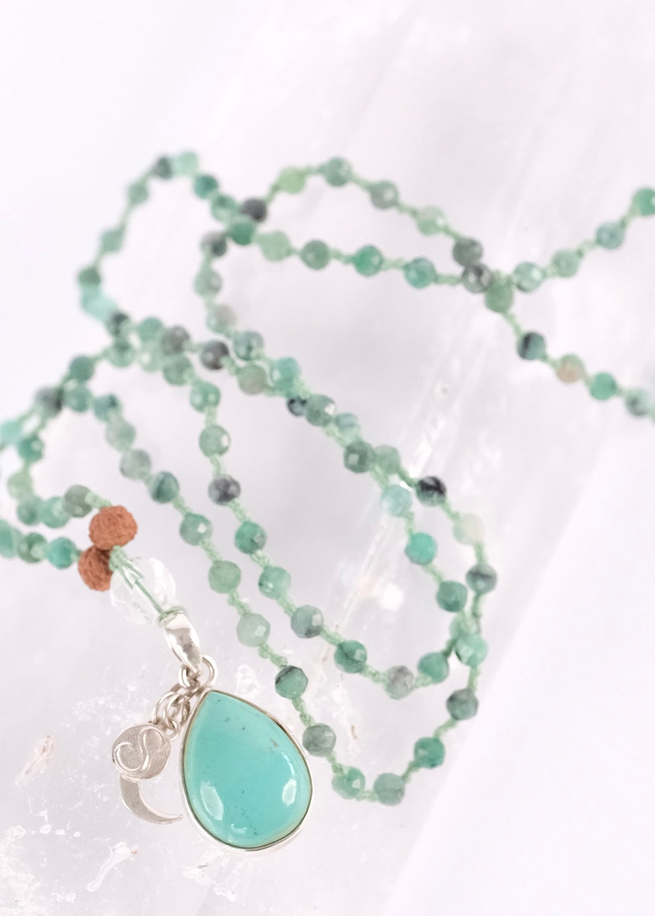 BUDH PRIYA 'The Mala of Mercury's Grace' Vedic Collection | Emerald, Persian Turquoise & Rudraksha