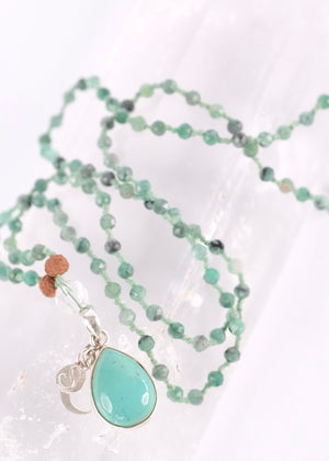 BUDH PRIYA 'The Mala of Mercury's Grace' Vedic Collection | Emerald, Persian Turquoise & Rudraksha
