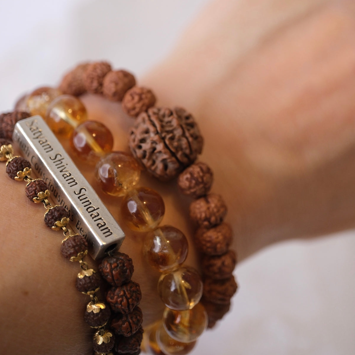 TEMPLE Collection LAKSHMI 7 Mukhi Nepal Guru bead with 7 Mukhi from Indonesia | Rudraksha bracelet