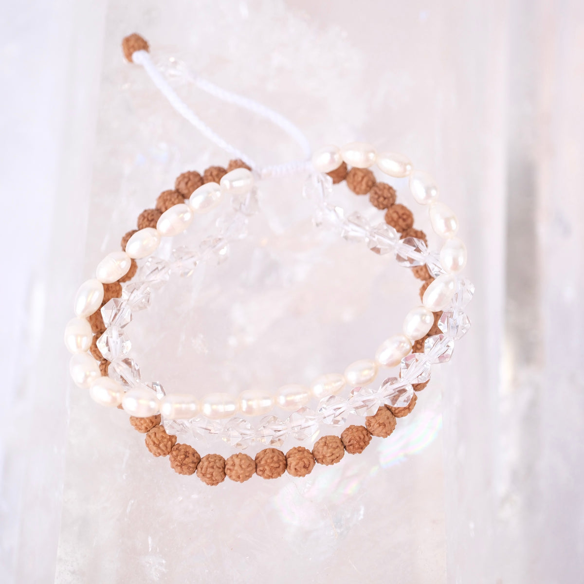 YOGA Bracelet | Pearl, Herkimer Quartz, Rudraksha