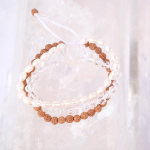 YOGA Bracelet | Pearl, Herkimer Quartz, Rudraksha