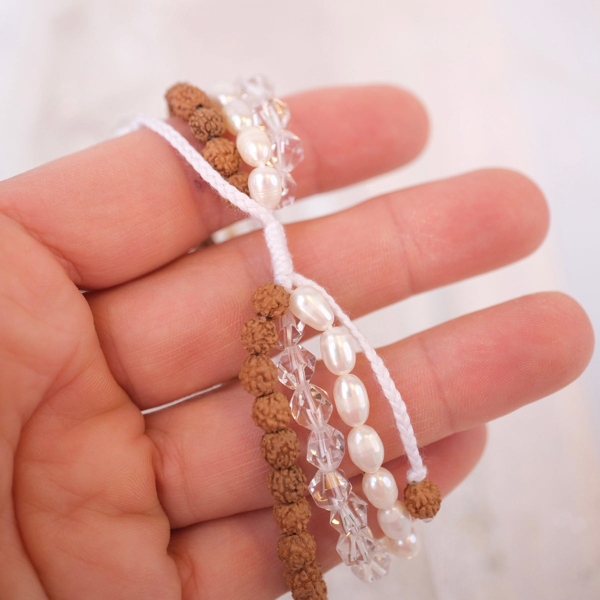 YOGA Bracelet | Pearl, Herkimer Quartz, Rudraksha