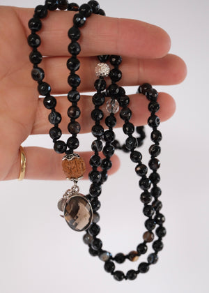 VAJRA ‘The Thunderbolt, Power to Push Through’ | Black Onyx, Smoky Quartz, Rudraksha