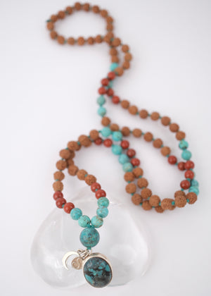 The TRIBAL Mala | Elders and Keepers of the Faith | Persian Turquoise, Red Jasper, Rudraksha