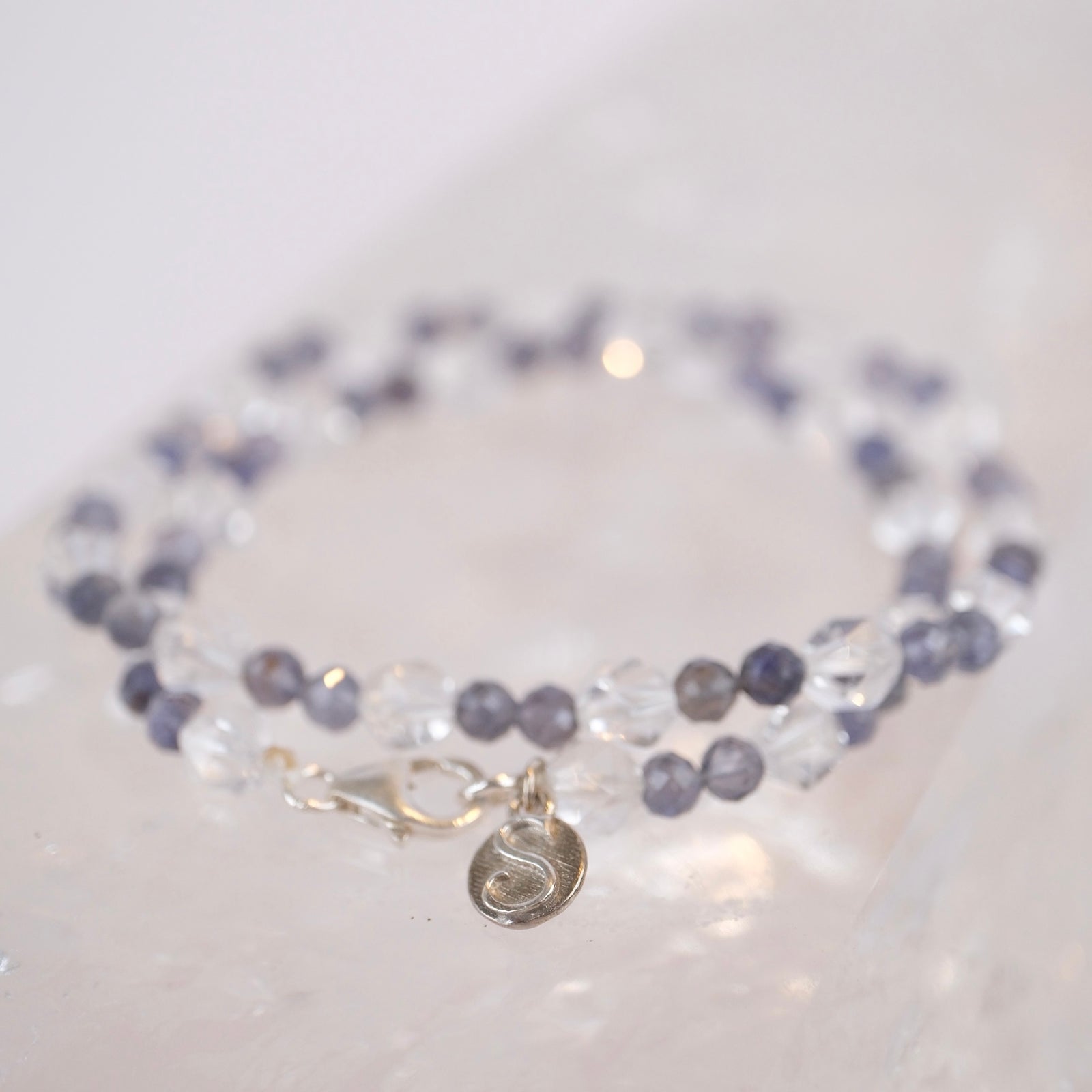 Light of the Shaman | Iolite, Herkimer Quartz wrap bracelet