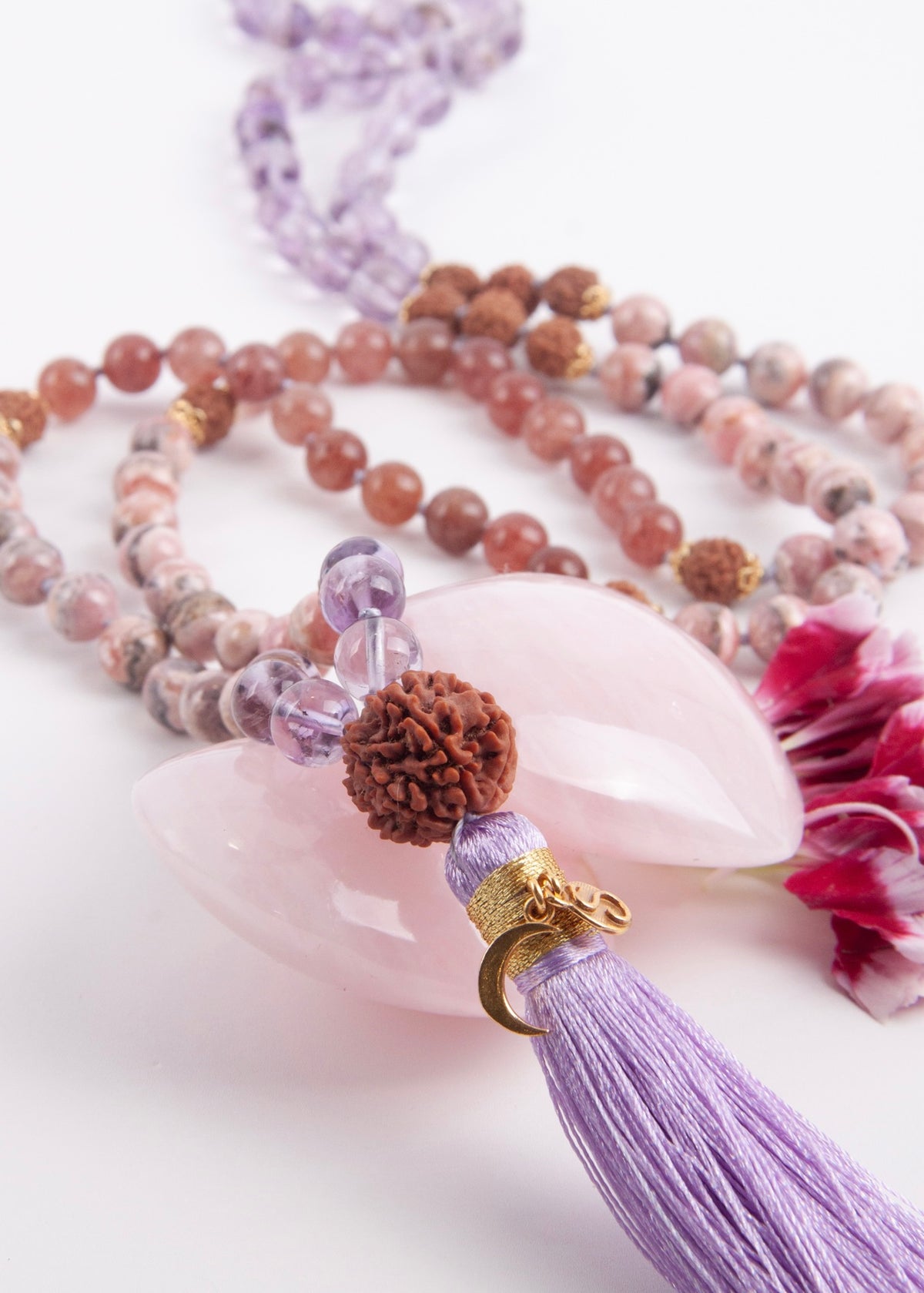 ANAND LAKSHMI Abundance, Divine Feminine Mala | Lakshmi Guru bead &amp; other profound rare crystals