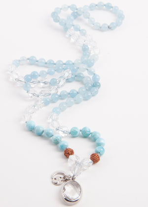 ENLIGHTEN Mala | Larimar, Aquamarine, Herkimer & Quartz