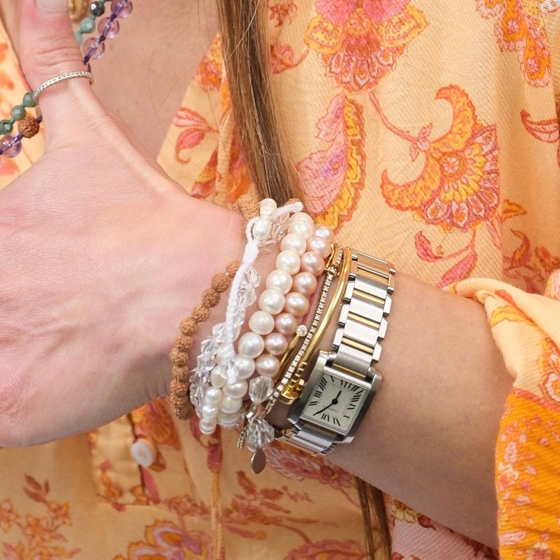 YOGA Bracelet | Pearl, Herkimer Quartz, Rudraksha