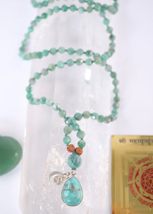 Shivoham Spiritual Jewellery Emerald necklace and Turquoise Pendant Mala