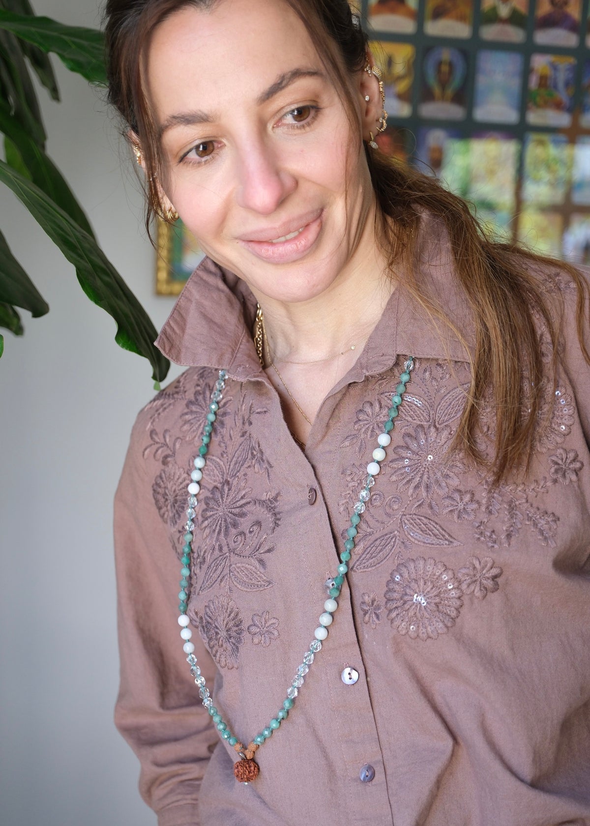 RIDDHI 'The Mala of Vibrant Fortune' | Emerald, Jade, Herkimer and Ganesh Rudraksha