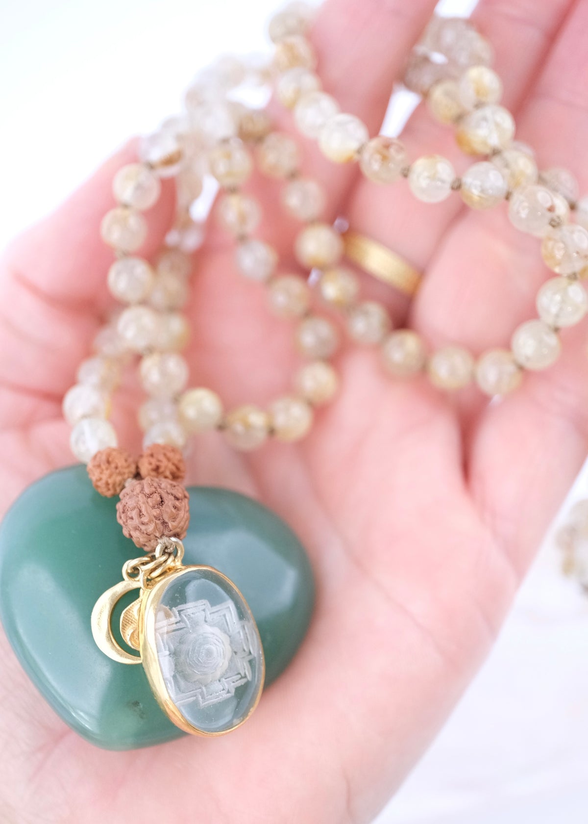 Blessing for the Healer | Gold in Quartz, Sri Yantra Pendant