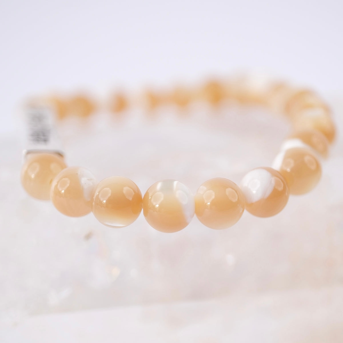 DIVINE GRACE Honey Mother of Pearl bracelet | Om Namaha Shivaya Silver bar