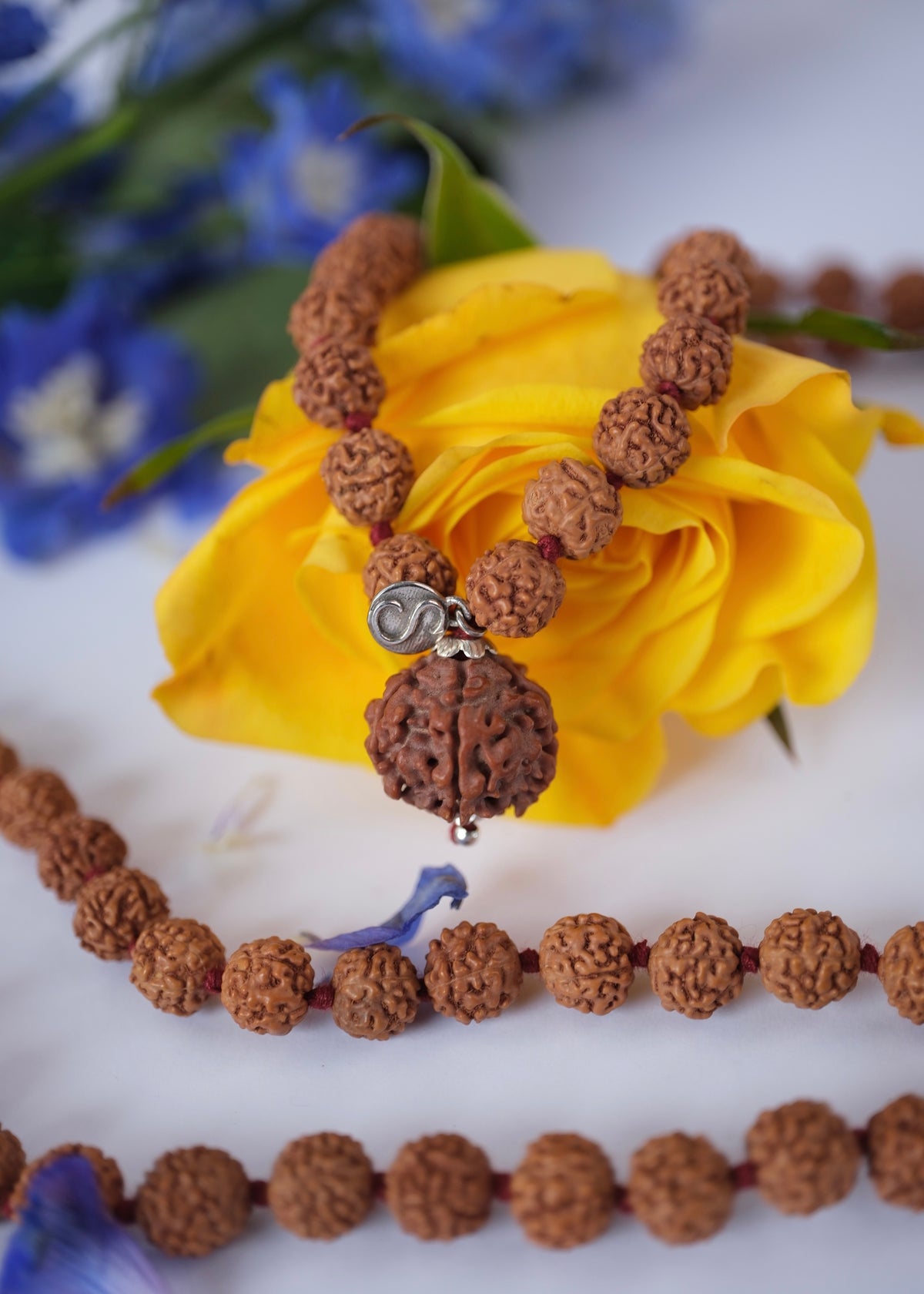 AUM SADASHIVA Eternally Auspicious Japa Meditation Mala | 9mm Mala beads, Nepal 5 Mukhi Guru bead 17mm