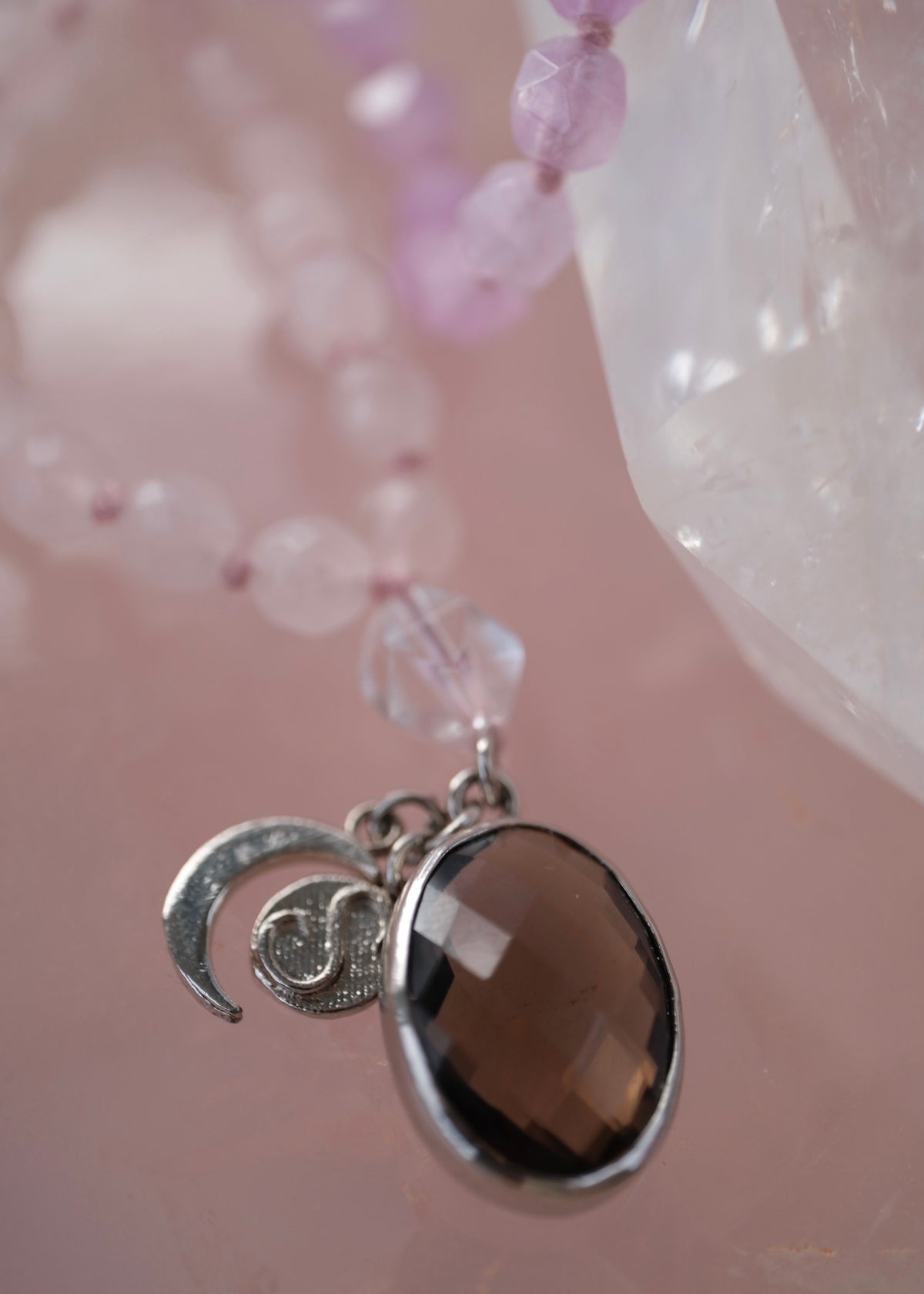 BHAVA Radiating Positivity Mala | Amethyst Herkimer, Smoky &amp; Rose Quartz