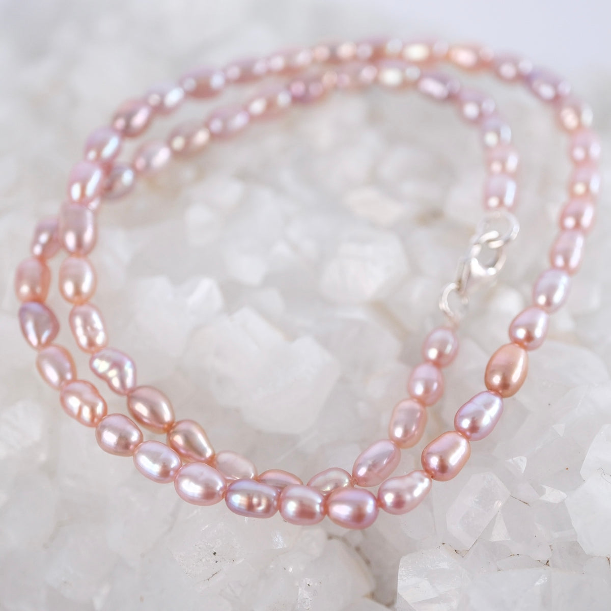 Soft multi hued pearl bracelet for emotional balance and the nurturing energy of the divine feminine.