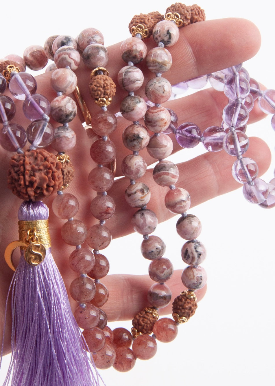 ANAND LAKSHMI Abundance, Divine Feminine Mala | Lakshmi Guru bead &amp; other profound rare crystals