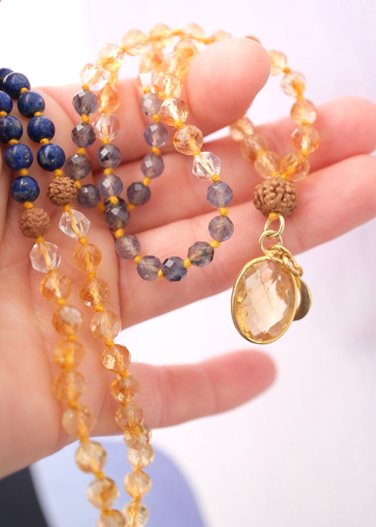 KARMA SIDDHI Success &amp; The Accomplishment of Purposeful Action Mala | Citrine, Iolite, Lapis, Herkimer, Rudraksha