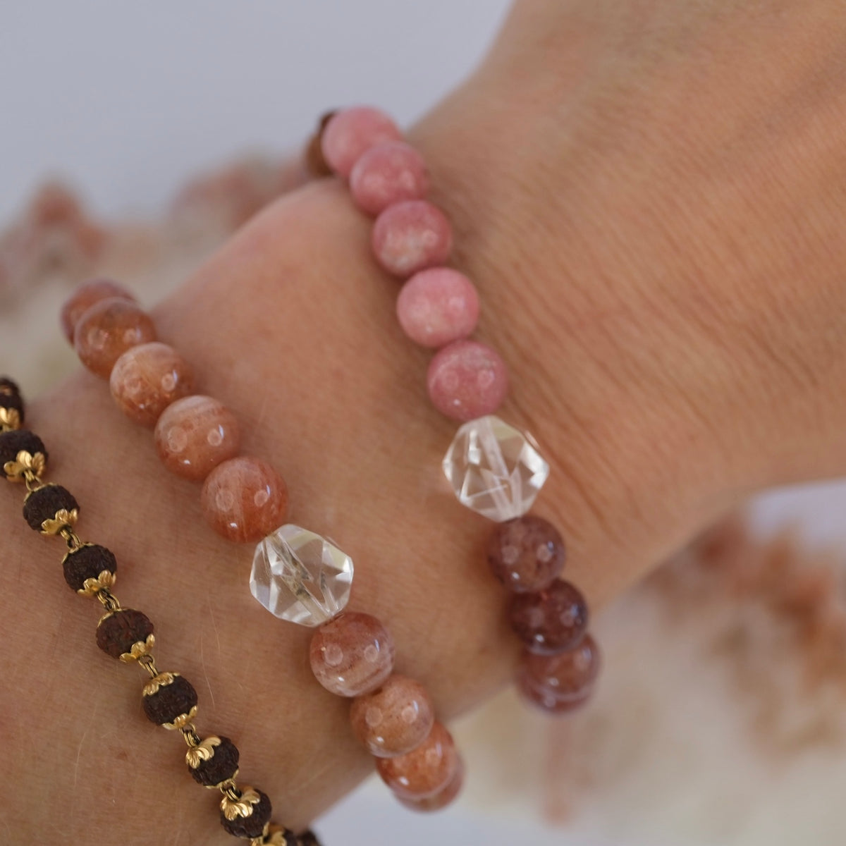 KARUNA Heary of Grace & Compassion | Thulite, Strawberry Quartz bracelet