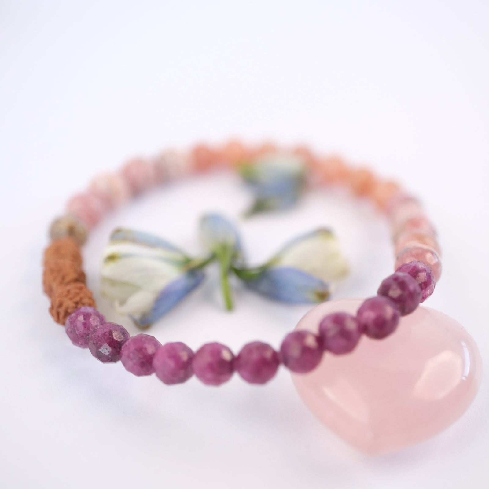 DEVI MA Sovereign Heart of the Divine Woman | Ruby, Sunstone, Rhodochrosite & Rudraksha Bracelet