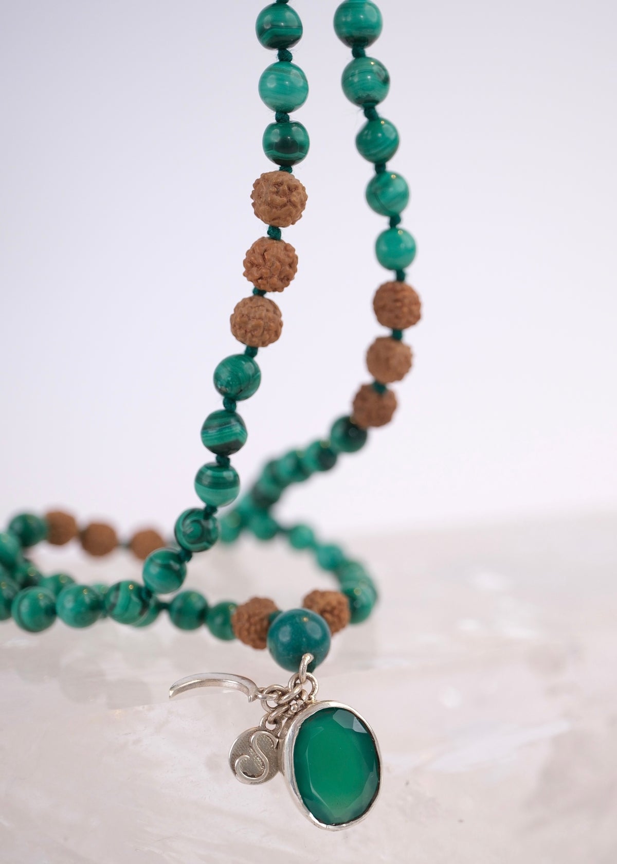 TRANSFORMATION Mala | Malachite, Green Onyx & Rudraksha